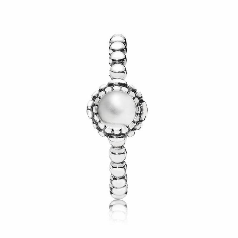 Pandora Birthday Blooms Stackable Ring April - Sterling Silver/Rock Crystal - Canada | ZK3542XE